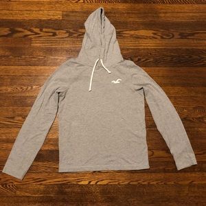 Hollister Mens Gray Hooded Long Sleeved Tee